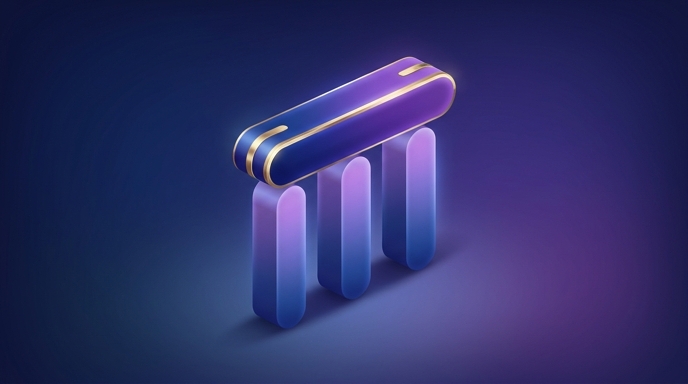 Three rounded pillar shapes supporting a horizontal bar, representing content standards, review, and recordkeeping