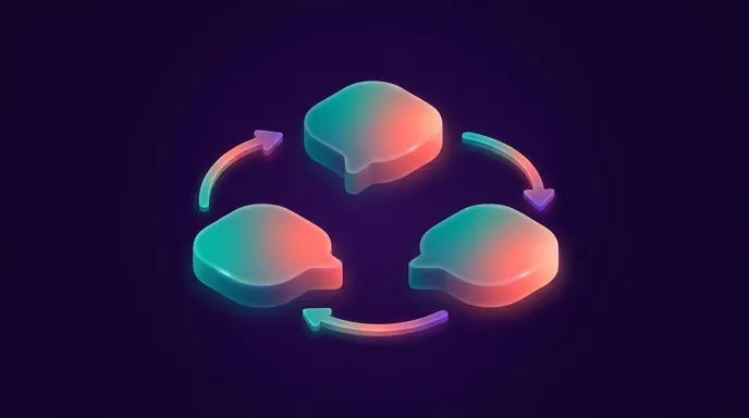 A circular loop of arrows connecting three comment bubbles, representing the daily repeating cycle of fitness questions