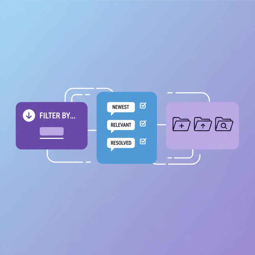 Organized YouTube comment dashboard with filters, folders, and categories