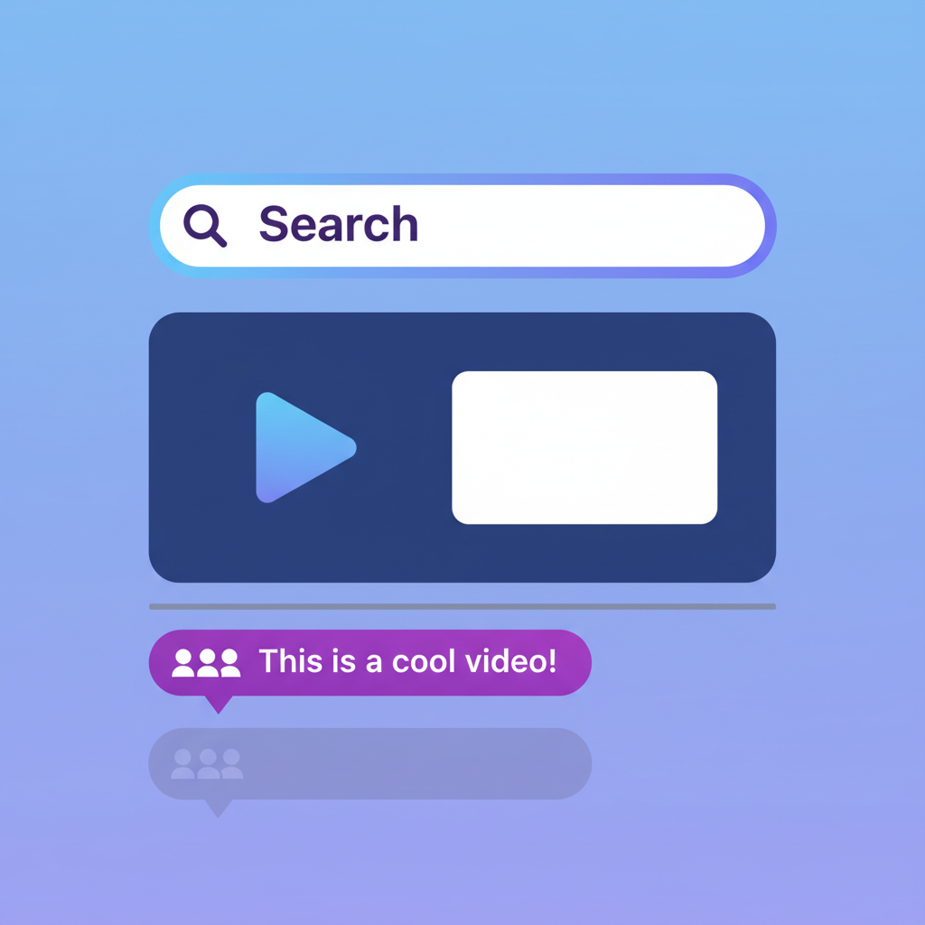 YouTube comment search interface with search bar and filtered results highlighting specific keywords