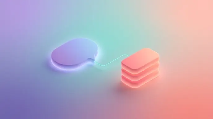 Abstract shapes showing a comment bubble flowing into a stack of rounded rectangles representing a course