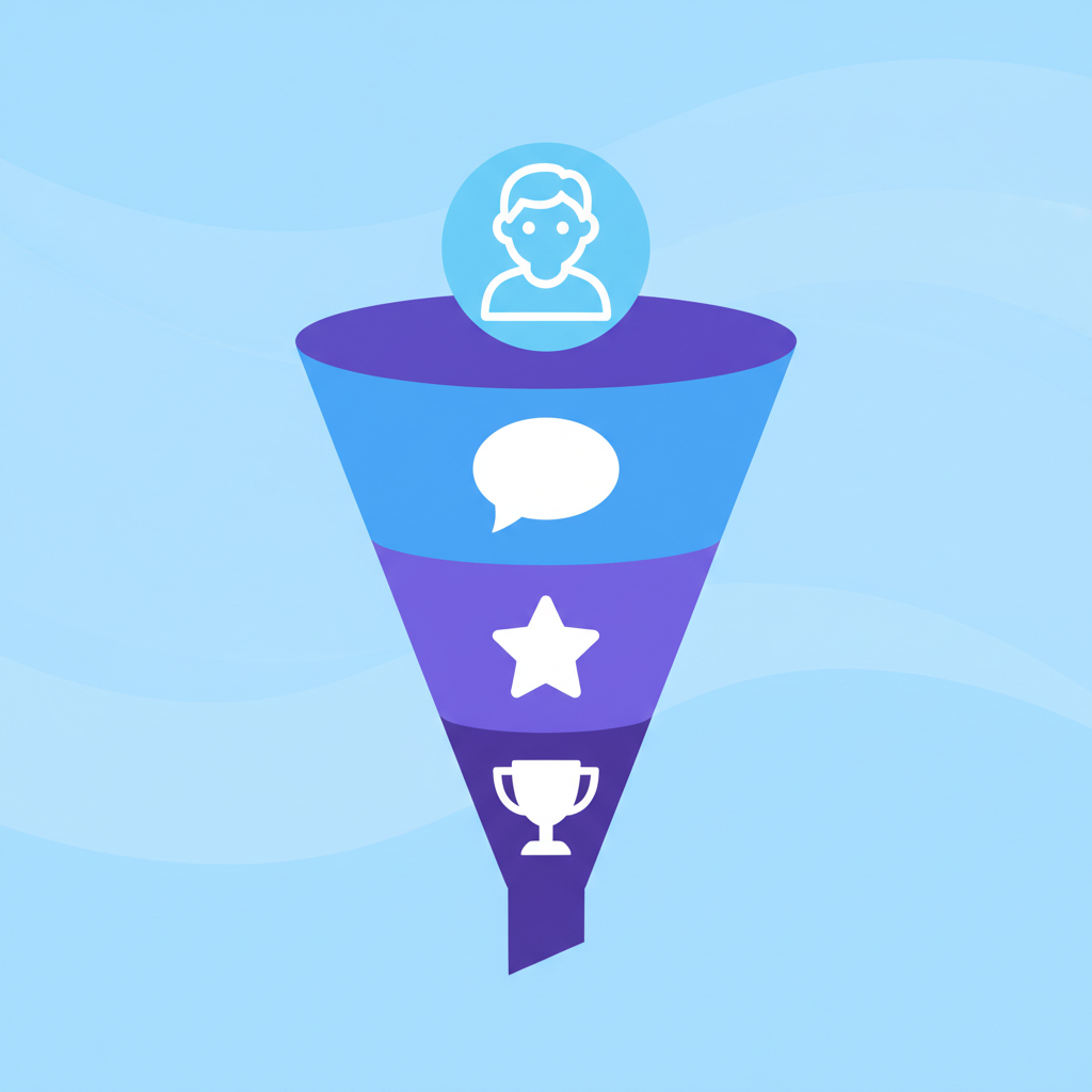 Funnel diagram showing journey from casual viewer to superfan through comment engagement