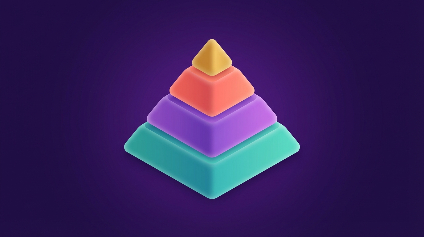 Geometric pyramid showing the value layers of YouTube audience engagement from passive viewers to superfans