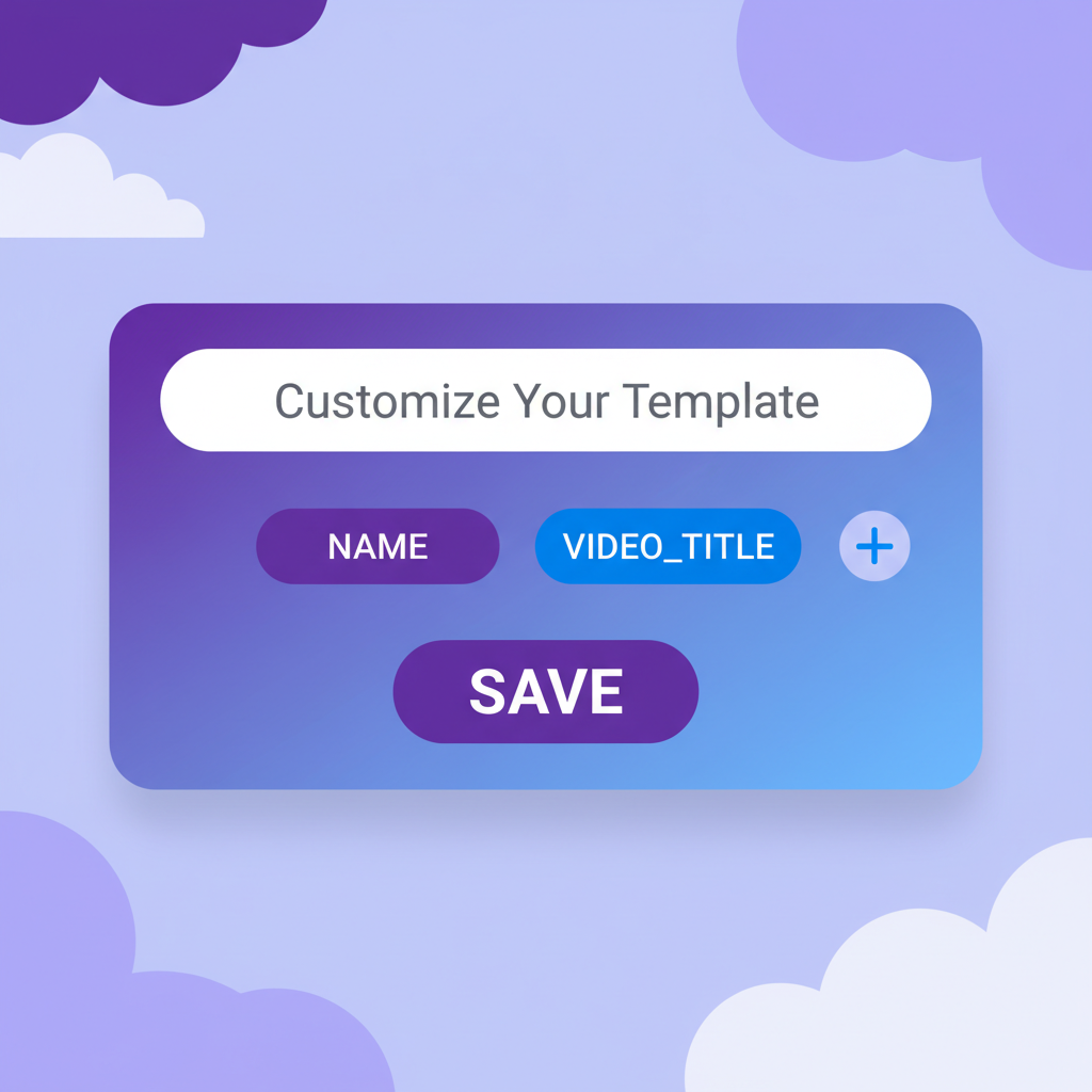 YouTube comment template builder showing customization options and variables