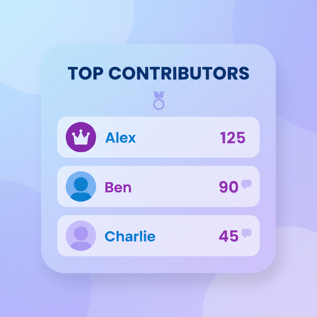 CommentShark dashboard showing top commenters leaderboard with names, avatars, and engagement stats