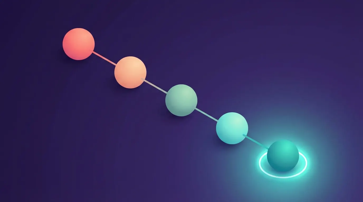 Abstract geometric flowchart shapes representing sequential troubleshooting steps