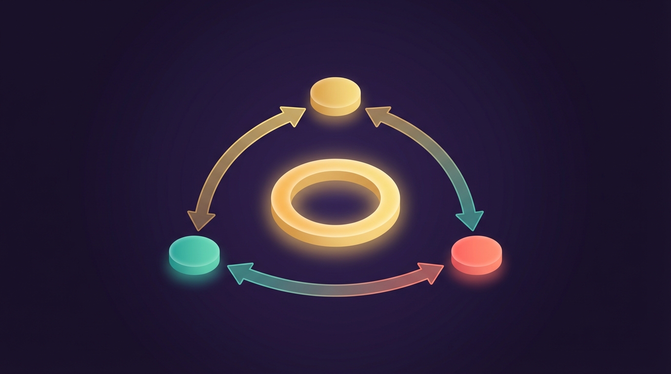 Abstract geometric shapes representing alternative pathways and redirect strategies