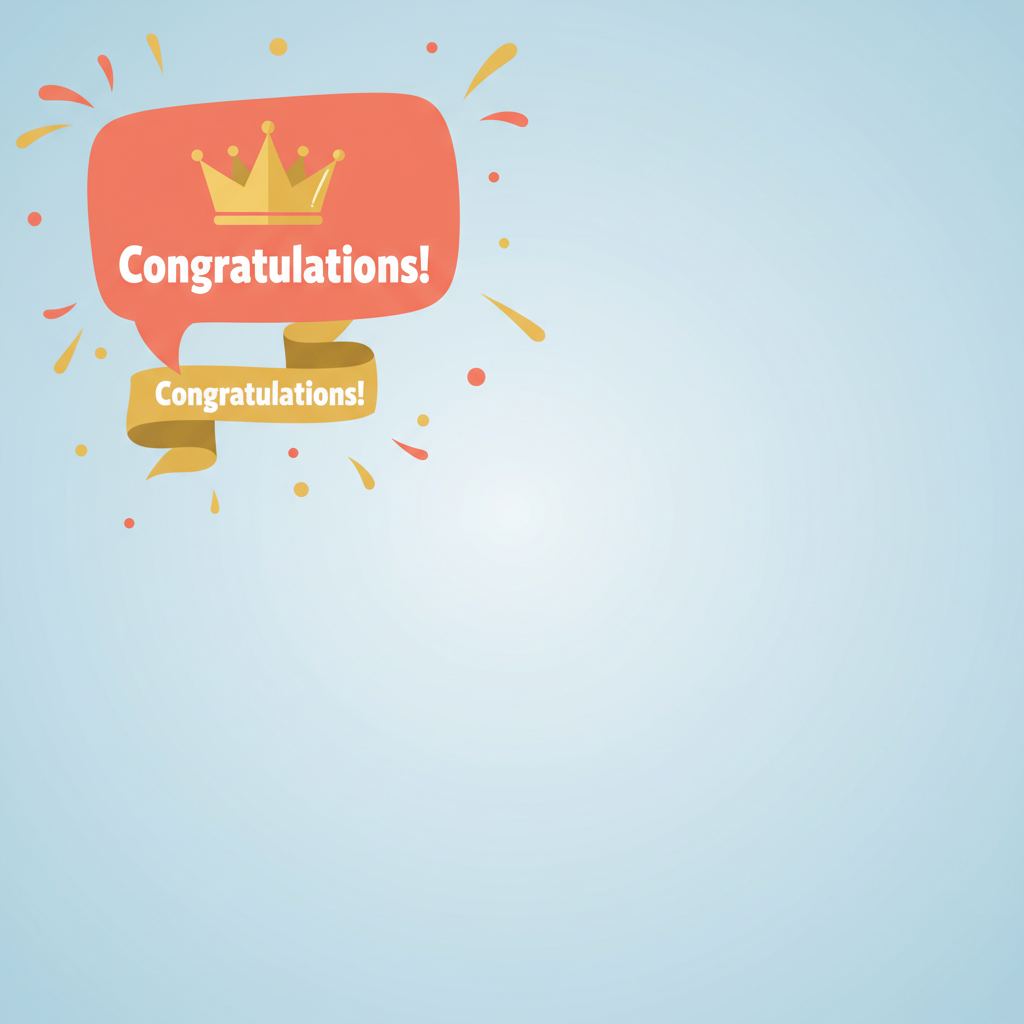 YouTube winner announcement with confetti and celebration graphics