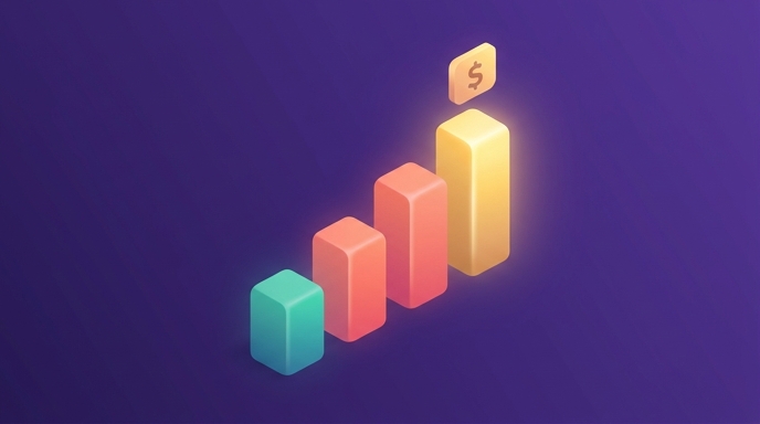 Abstract ascending bars representing the intent level of different traffic sources with product questions at the top