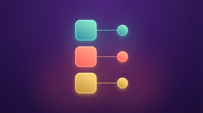 Abstract set of three distinct linked pairs representing per-video scoping of affiliate rules