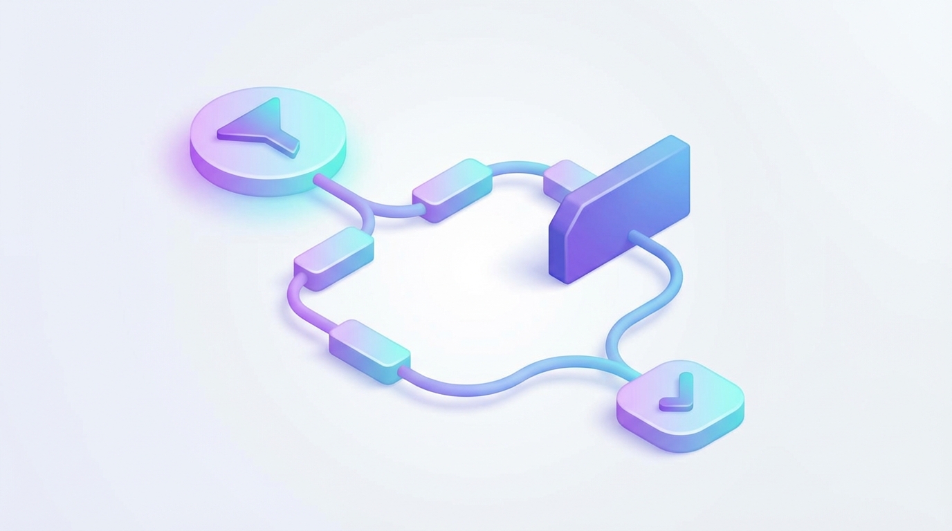 Isometric moderation workflow branching blocked words and AI review paths