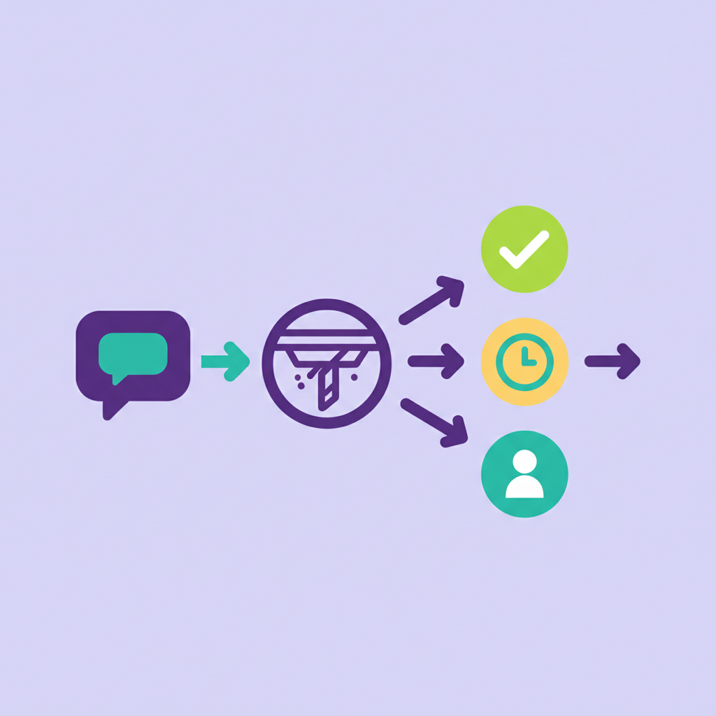 Flowchart showing comment detection, rule matching, AI response generation, and posting workflow