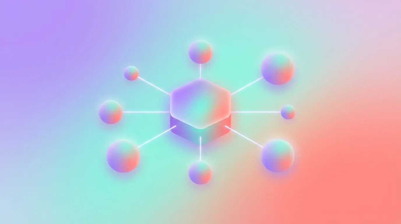 Abstract geometric network representing multi-channel YouTube comment automation for teams and agencies