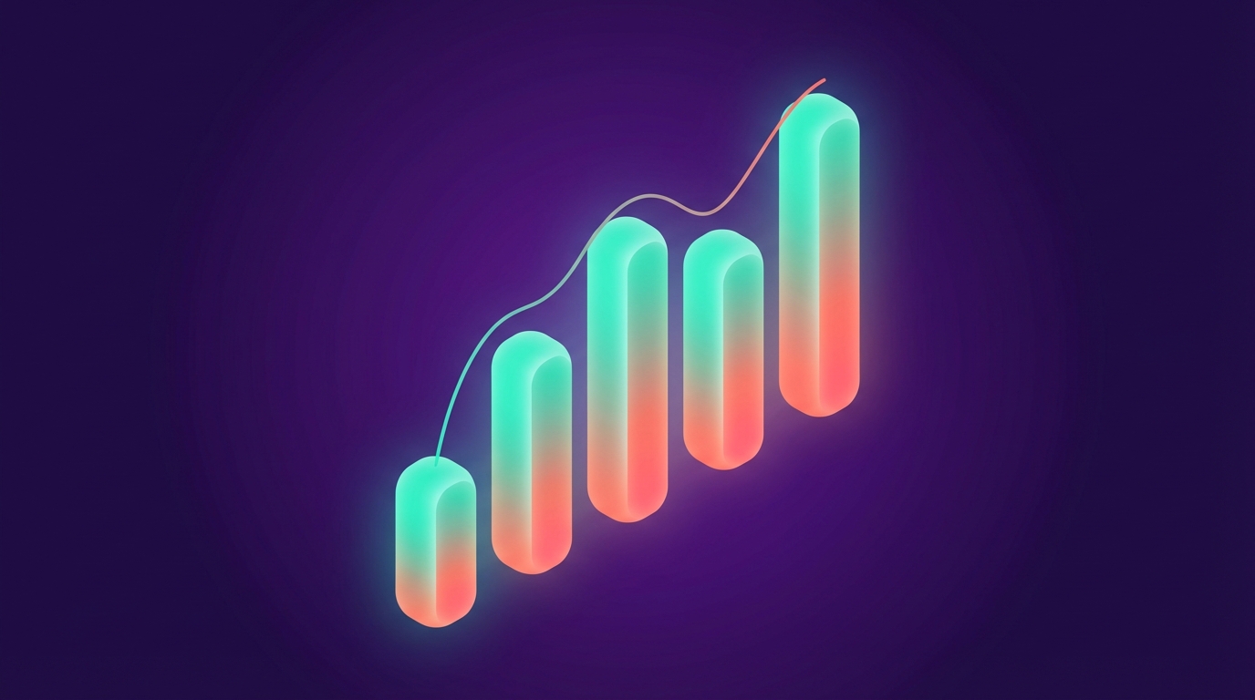 Abstract ascending bar chart representing growth stages of agency comment automation scaling