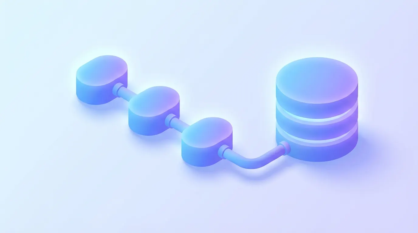 Isometric data pipeline blocks representing YouTube commentThreads API workflow