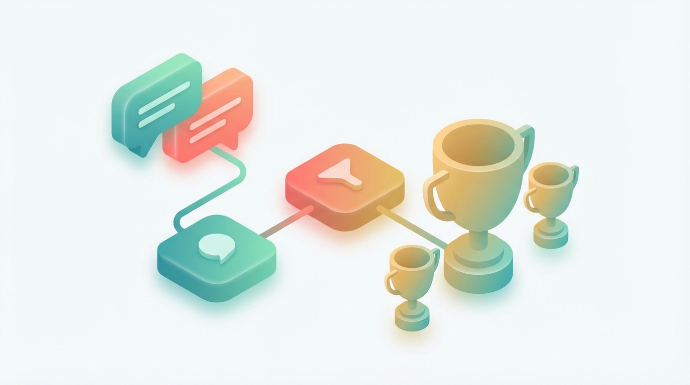 Isometric workflow path for filtering giveaway entries and selecting winners with proof