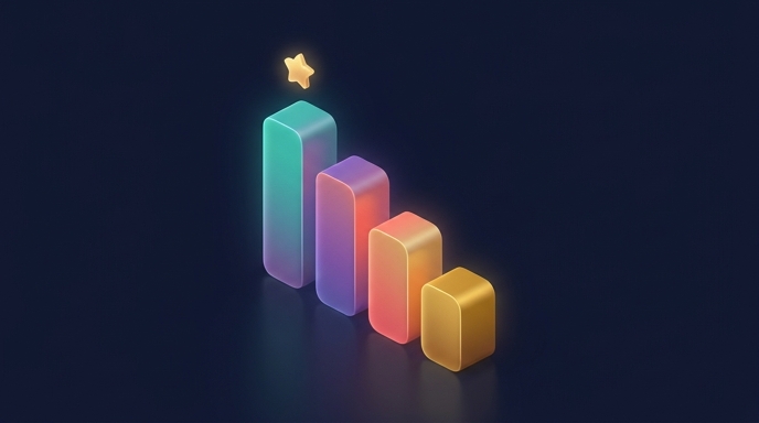 Abstract ranked vertical bars representing the priority order for replying to Shorts comments