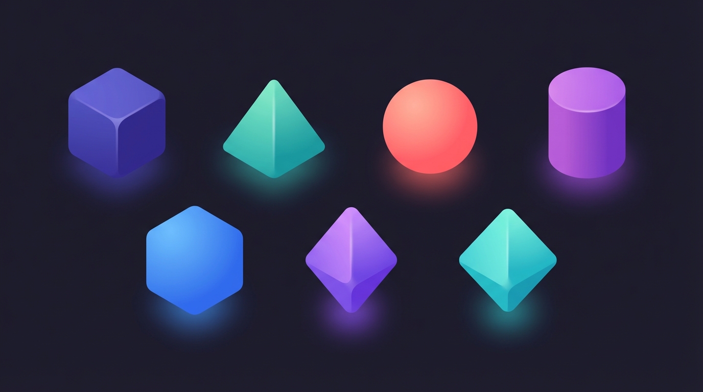 Isometric grid showing seven different spam categories as distinct geometric shapes
