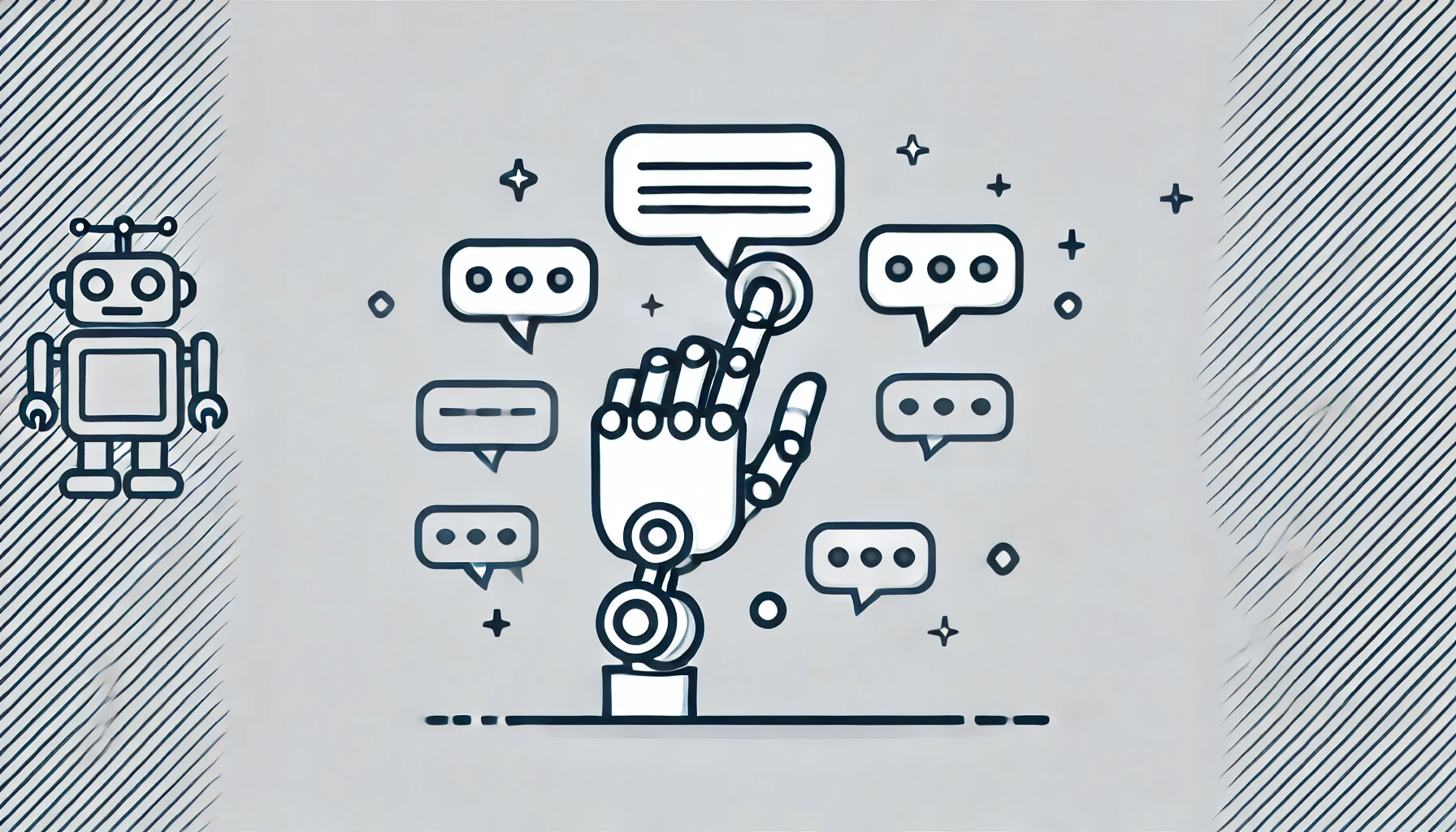 Minimalistic header image showing outlined comment bubbles with a robotic hand icon, representing automated comment moderation on YouTube.
